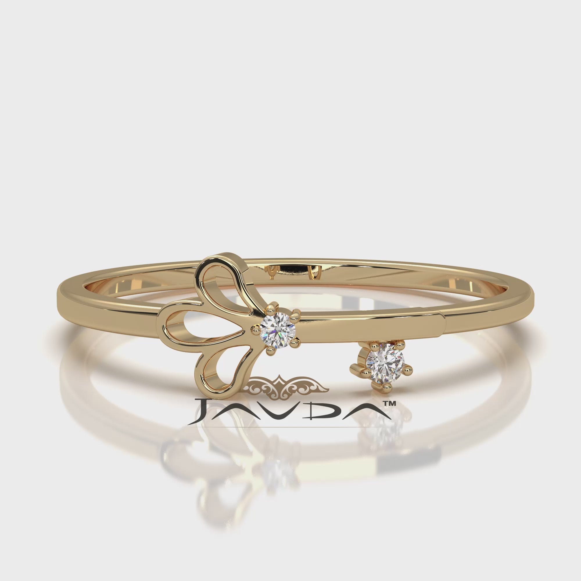 Floral Design Stackable Round Lab Diamond Fashion Ring 0.02ctw.